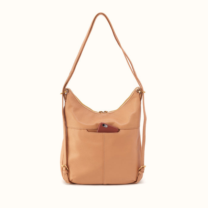 Merrin Convertible Backpack in Pebbled Leather - Sandstorm
