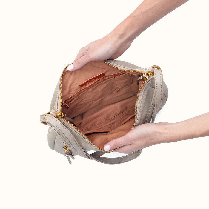 Merrin Convertible Backpack in Pebbled Leather - Taupe