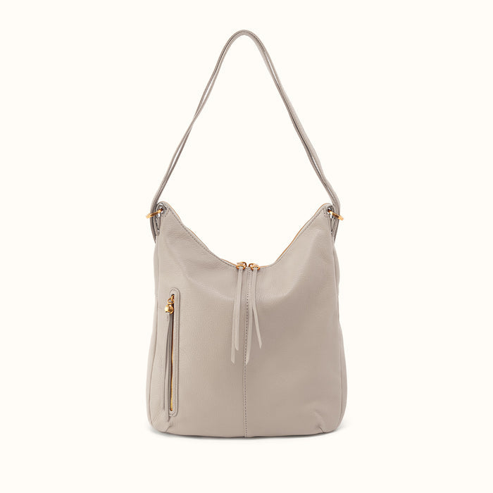 Merrin Convertible Backpack in Pebbled Leather - Taupe