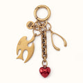Metal Dove Love Bag Charm - Gold- FOL