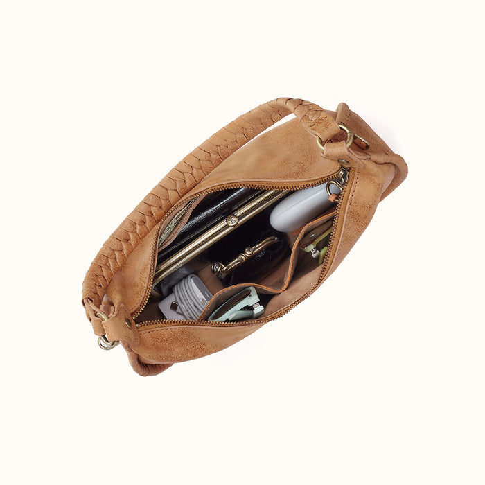 Mia Crescent Hobo In Buffed Leather