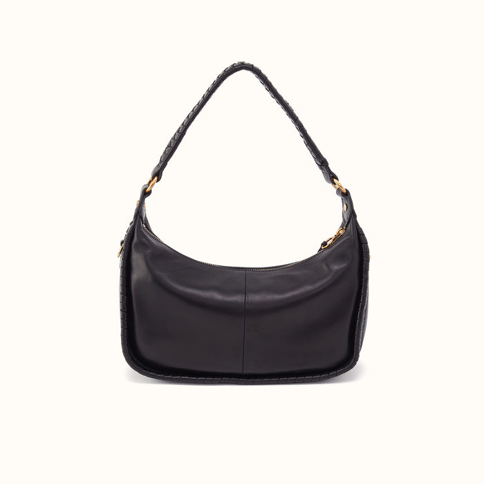 Mia Crescent Hobo In Smooth Leather - Black