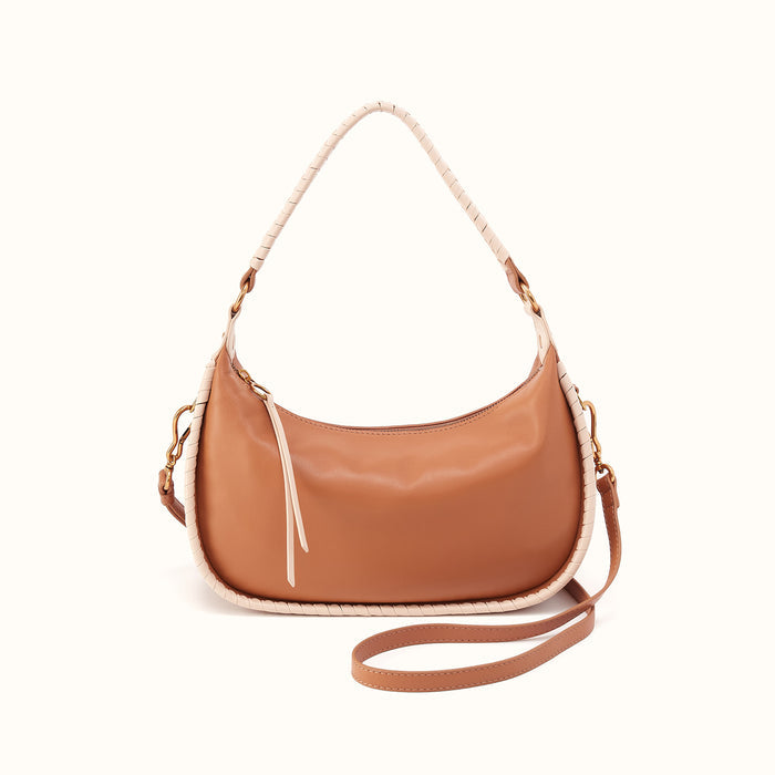 Mia Crescent Hobo in Smooth Leather - Warm Cashew- FOL