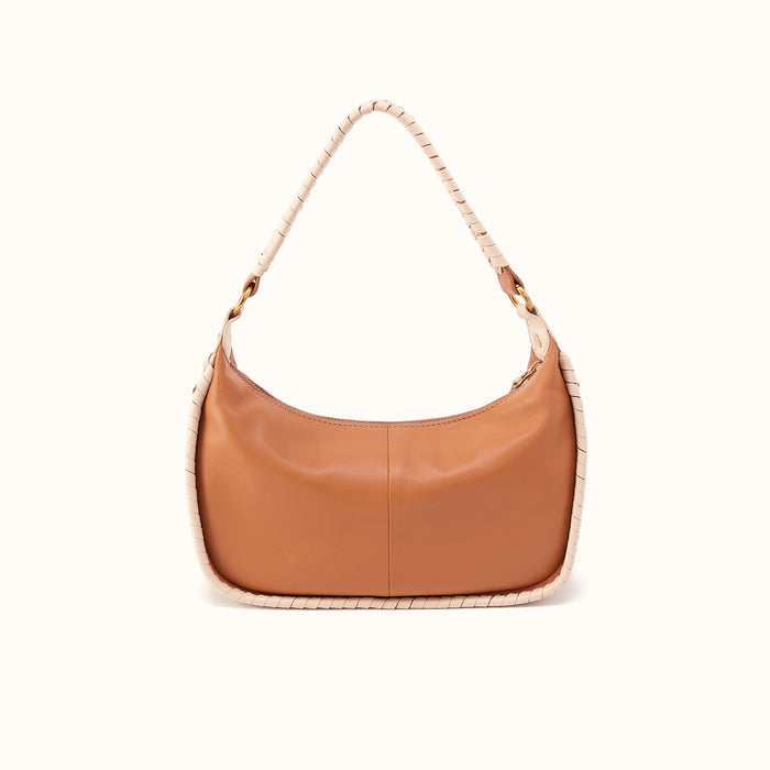 Mia Crescent Hobo in Smooth Leather - Warm Cashew