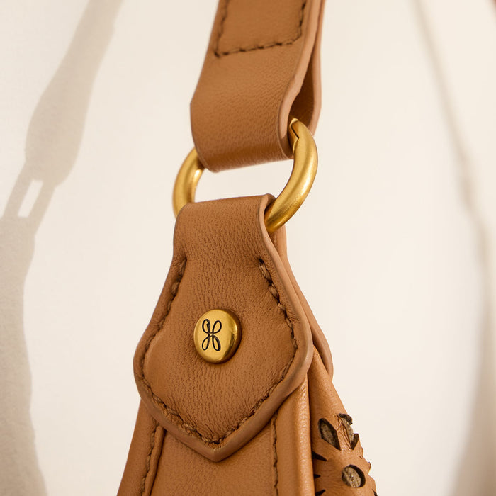 Mia Crescent Hobo in Sun-Perf Leather - Canyon Petal