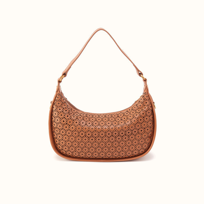 Mia Crescent Hobo in Sun-Perf Leather - Canyon Petal