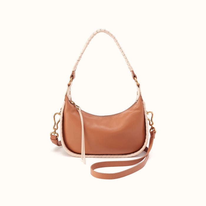Mia Crescent Small Hobo in Smooth Leather - Warm Cashew- FOL