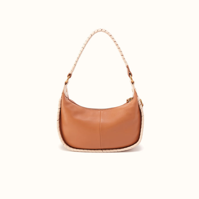 Mia Crescent Small Hobo in Smooth Leather - Warm Cashew