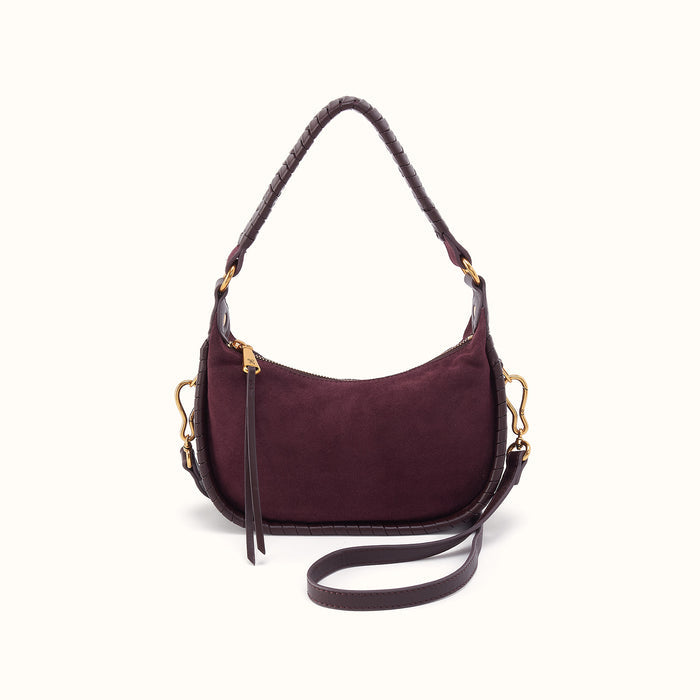 Mia Crescent Small Hobo In Suede Leather