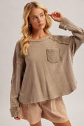 Mineral Washed Waffle Fabric Mixed Terry Top (Preorder 9/1/26)