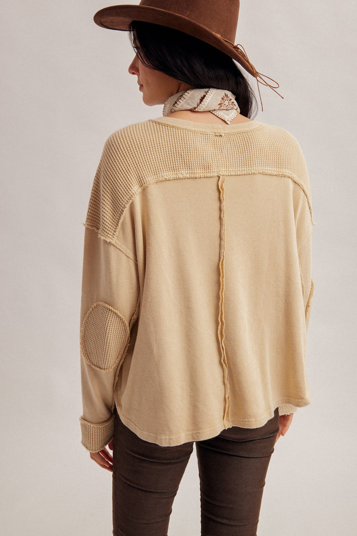 Mineral Washed Waffle Fabric Mixed Terry Top (Preorder 9/1/26)