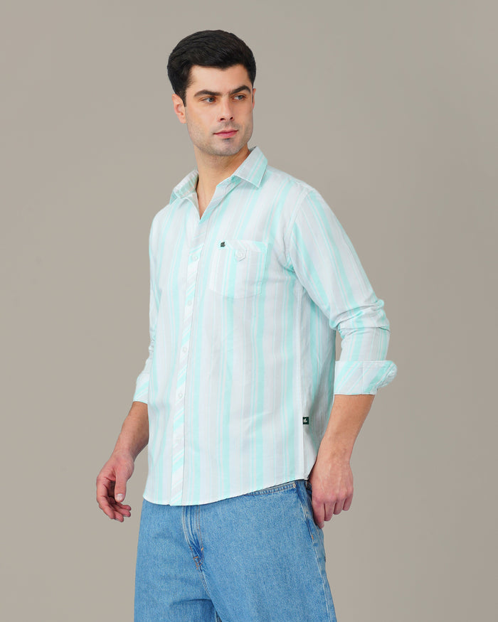 Mint Green Striped Oxford Shirt