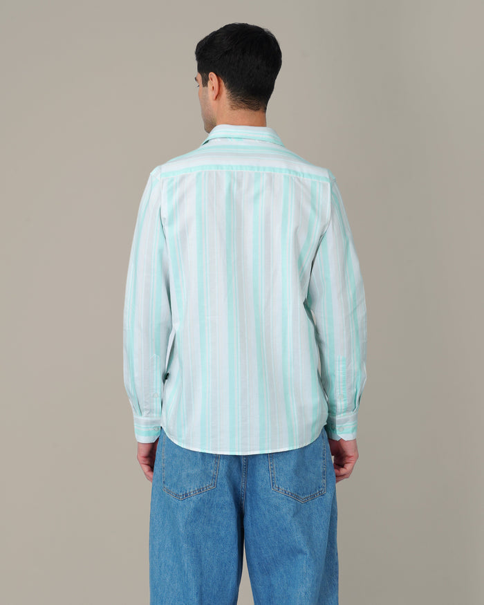 Mint Green Striped Oxford Shirt