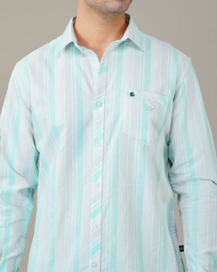 Mint Green Striped Oxford Shirt