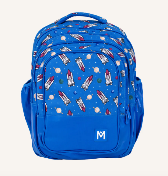 MontiiCo School Backpack - Blue Rocket Ship