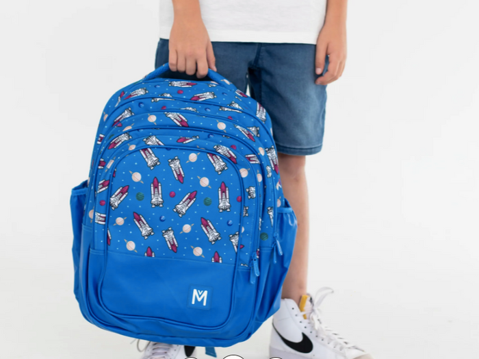 MontiiCo School Backpack - Blue Rocket Ship