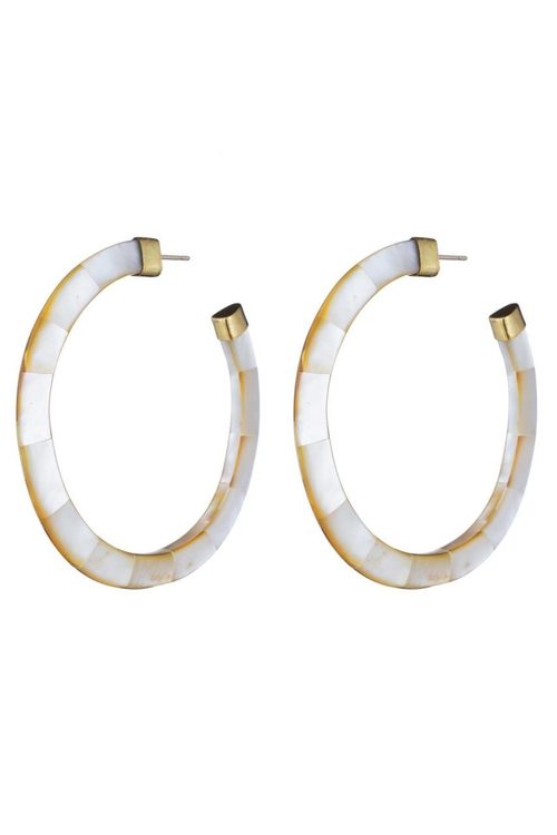 Mother of Pearl Hoop Clip Earrings