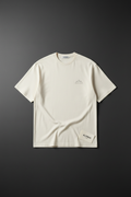 Mountain Tee Front — Cream oversized tee by Varidon