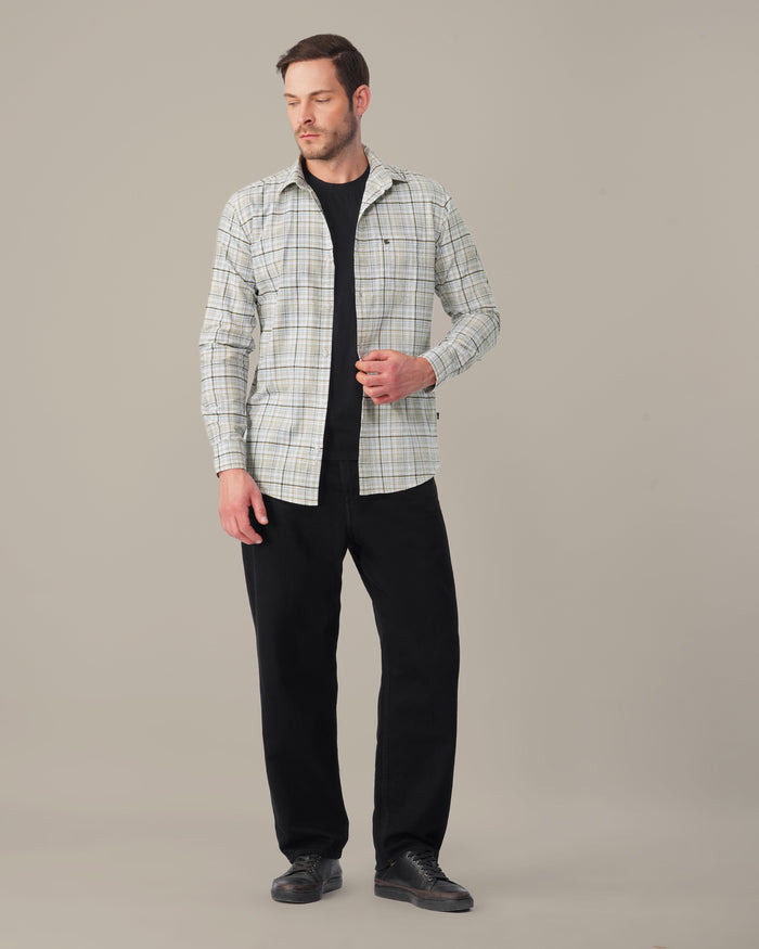 Multicolor Plaid Linen Plus Cotton Blend Shirt