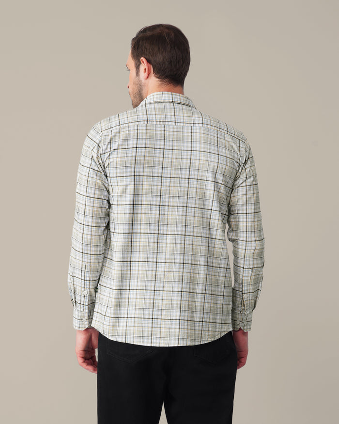 Multicolor Plaid Linen Plus Cotton Blend Shirt