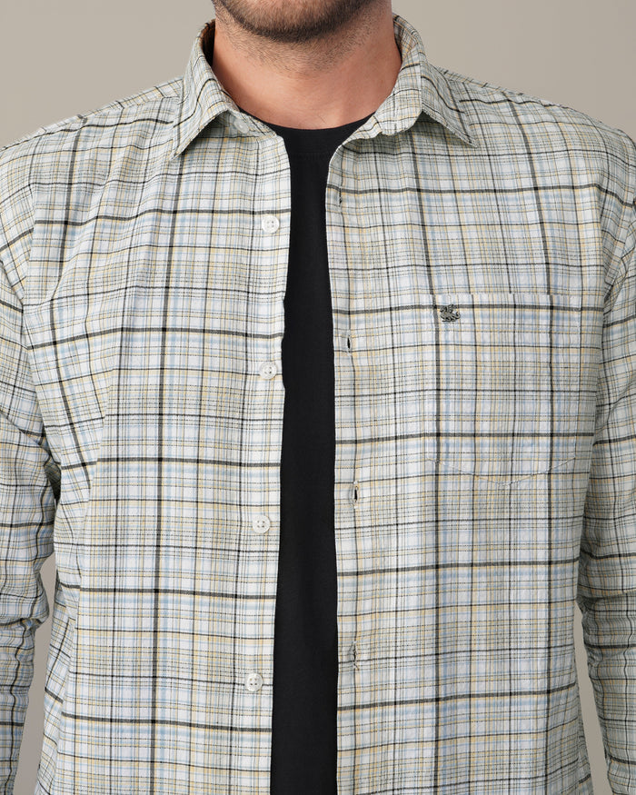 Multicolor Plaid Linen Plus Cotton Blend Shirt