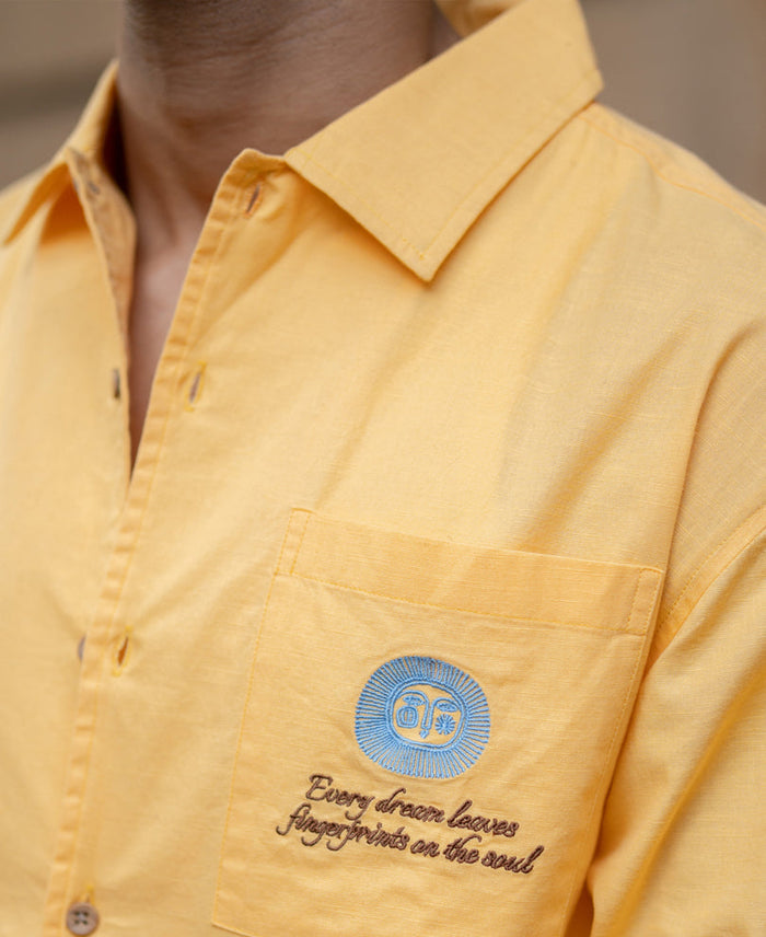Mustard Yellow Embroidered Shirt 100% Cotton
