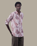 Muted Beige Abstract Oxford Polyester Shirt