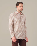 Muted Mauve Abstract Print Polyester Button-Up Shirt