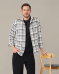 Navy and Black Plaid 100% Cotton Poplin Shirt