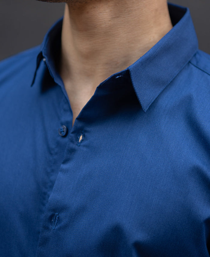 Navy Melange Stretch Shirt