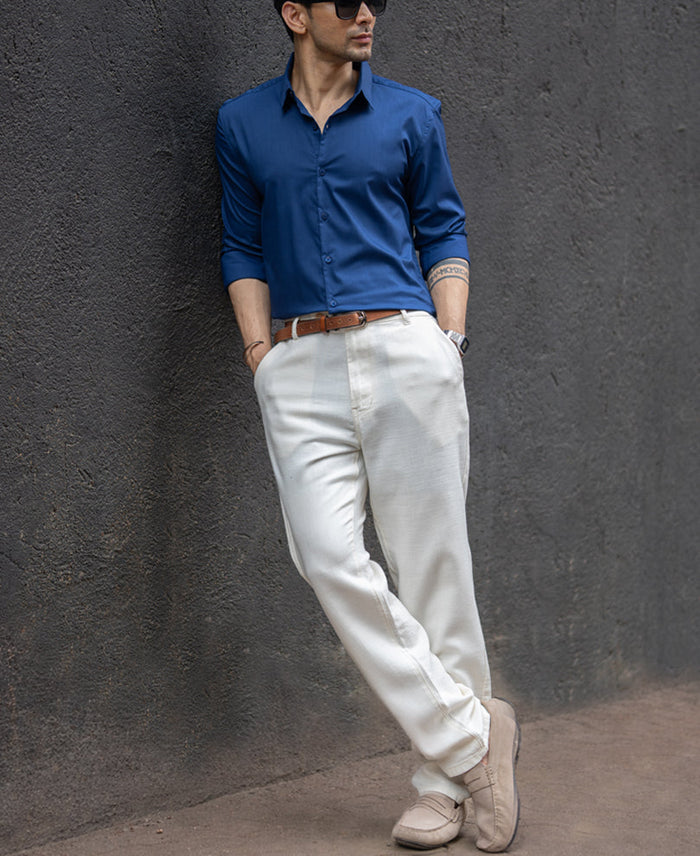 Navy Melange Stretch Shirt