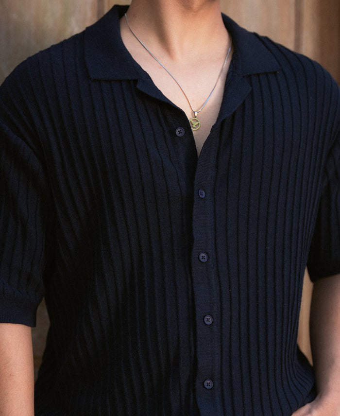 Navy Rib Knit Shirt