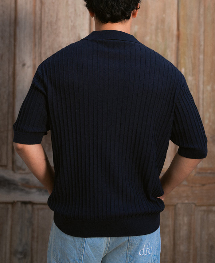 Navy Rib Knit Shirt