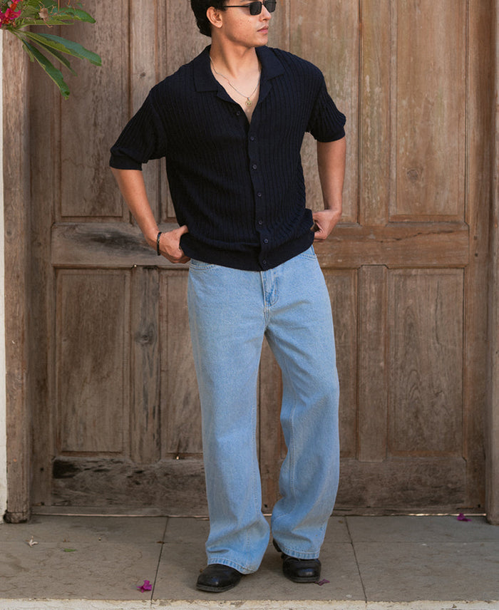 Navy Rib Knit Shirt