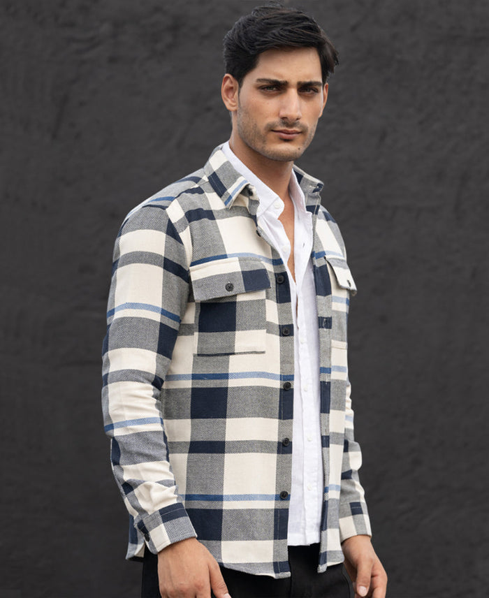 Navy Structure Checks Shirt