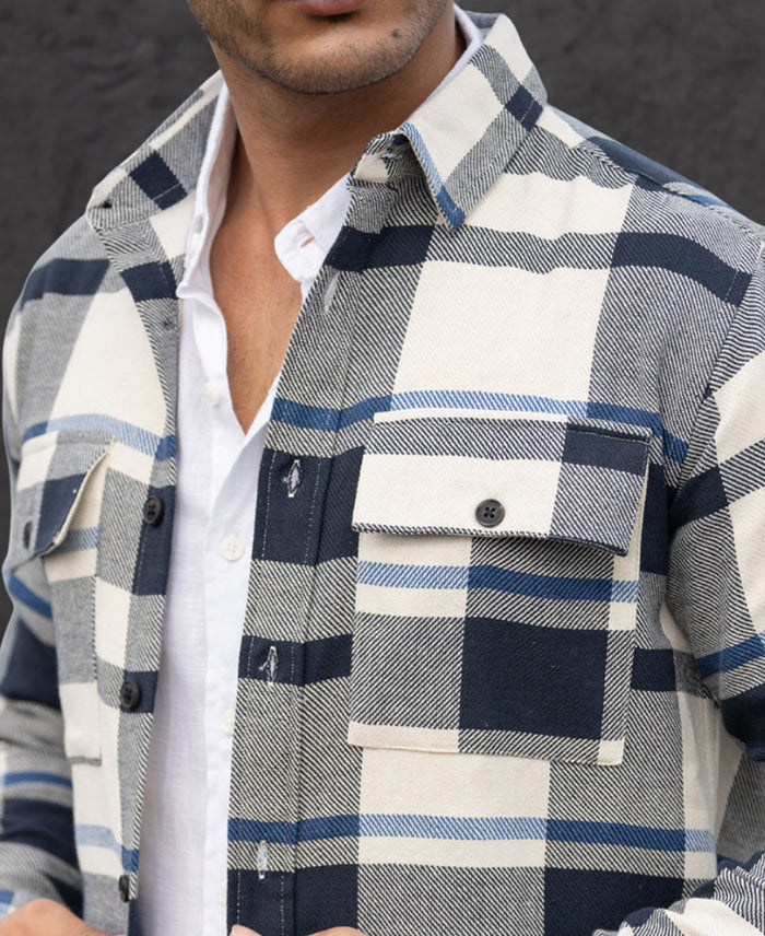 Navy Structure Checks Shirt
