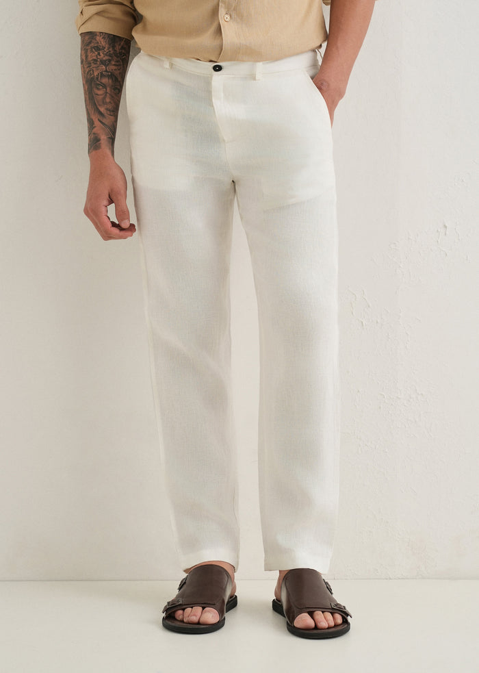 Opal White Linen Pant