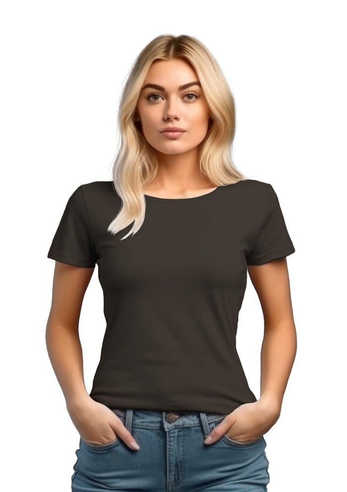 womens gray asphalt relax fit short sleeve crew neck airlume cotton lifestyle image