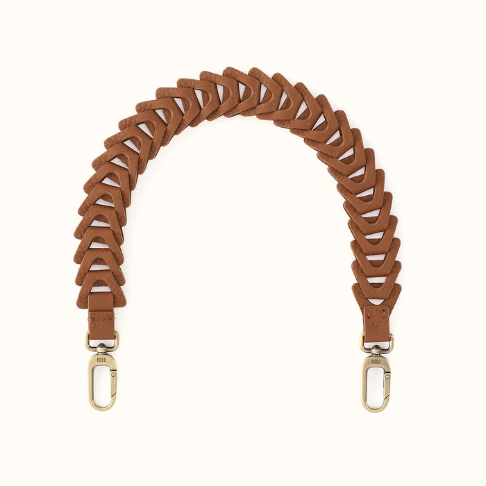 Petty Leather Link Strap in Pebbled Leather - Timber Brown- FOL