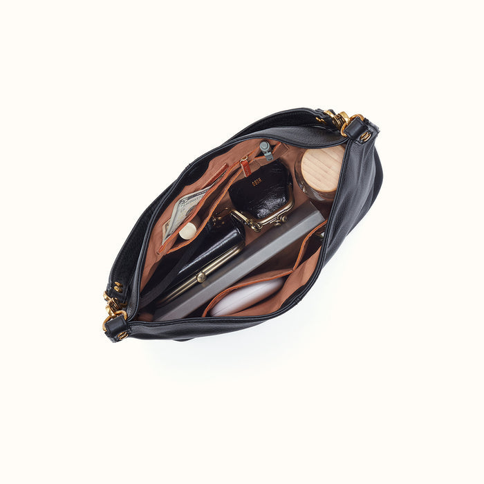 Pier Shoulder Bag In Pebbled Leather - Black