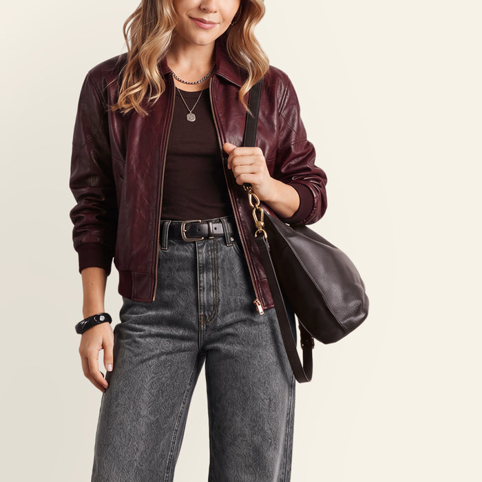 Pier Shoulder Bag In Pebbled Leather - Hearthstone