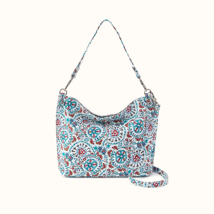 Pier Shoulder Bag in Printed Leather - Batik Blooms- FOL