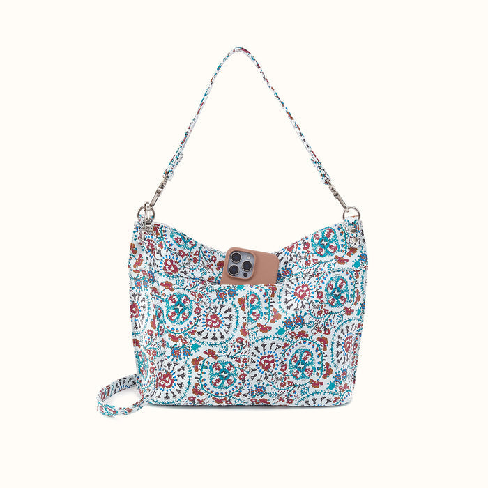 Pier Shoulder Bag in Printed Leather - Batik Blooms