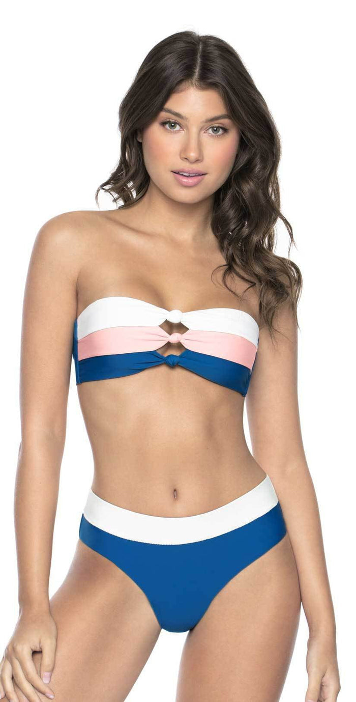 PilyQ Island Blue Knot Bandeau Bikini Top: