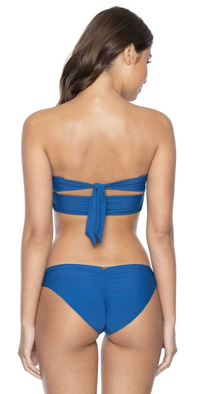 PilyQ Island Blue Knot Tie Bikini Bandeau Top: