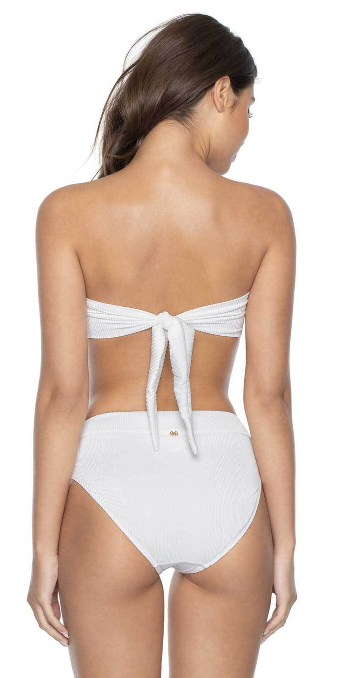 PilyQ Pearl White Detail Bandeau Bikini Top: