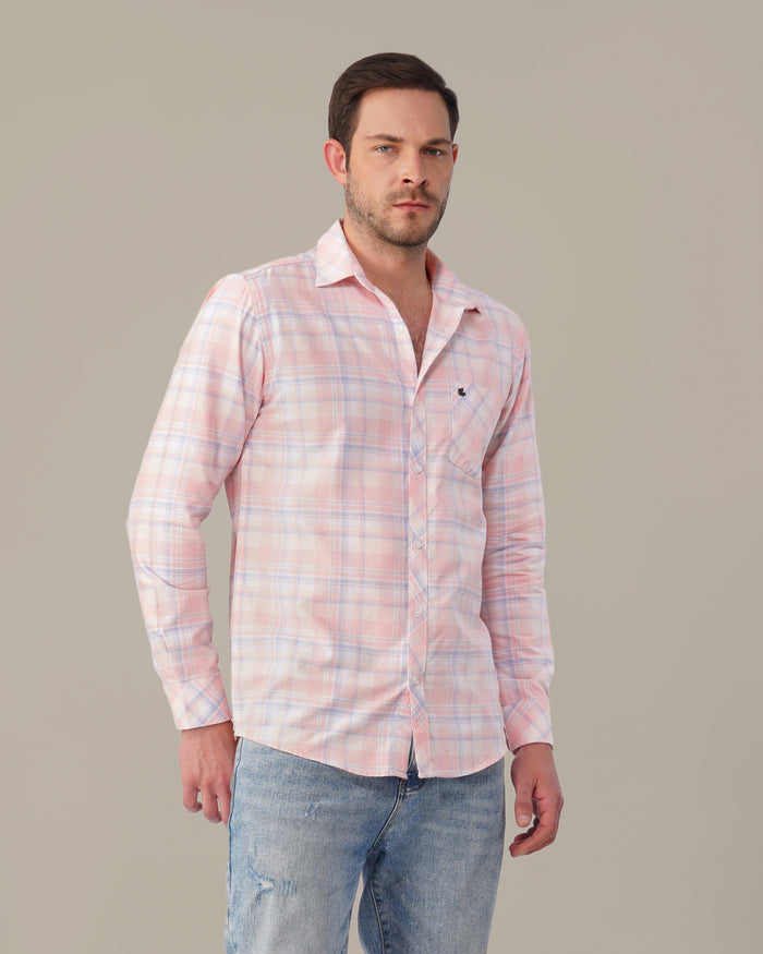 Pink and Blue Check Oxford Shirt