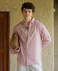 Pink Linen Blend Strucutured Shirt
