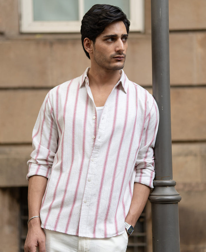 Pink & Natural Stripe Shirt