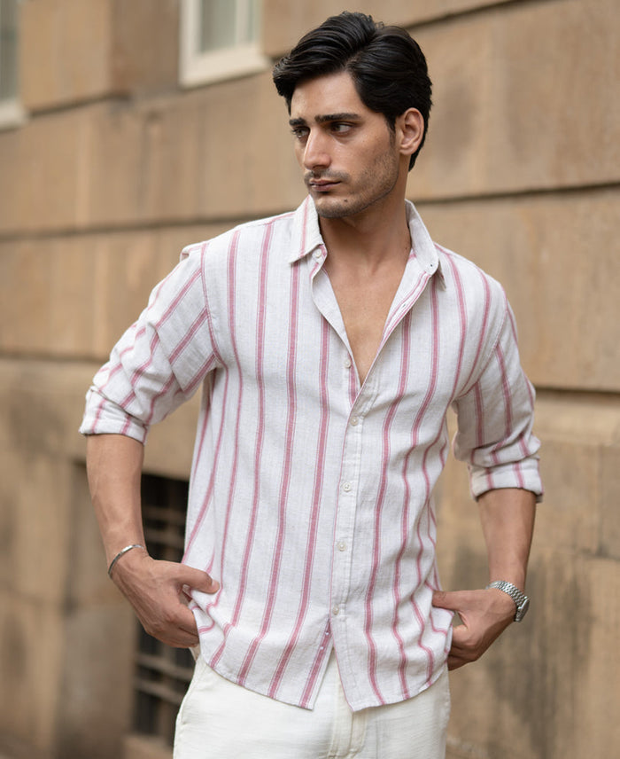 Pink & Natural Stripe Shirt